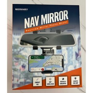 Merkury Innovations Nav Mirror Rearview Mirror Phone Mount MI-RVM02-101N Black